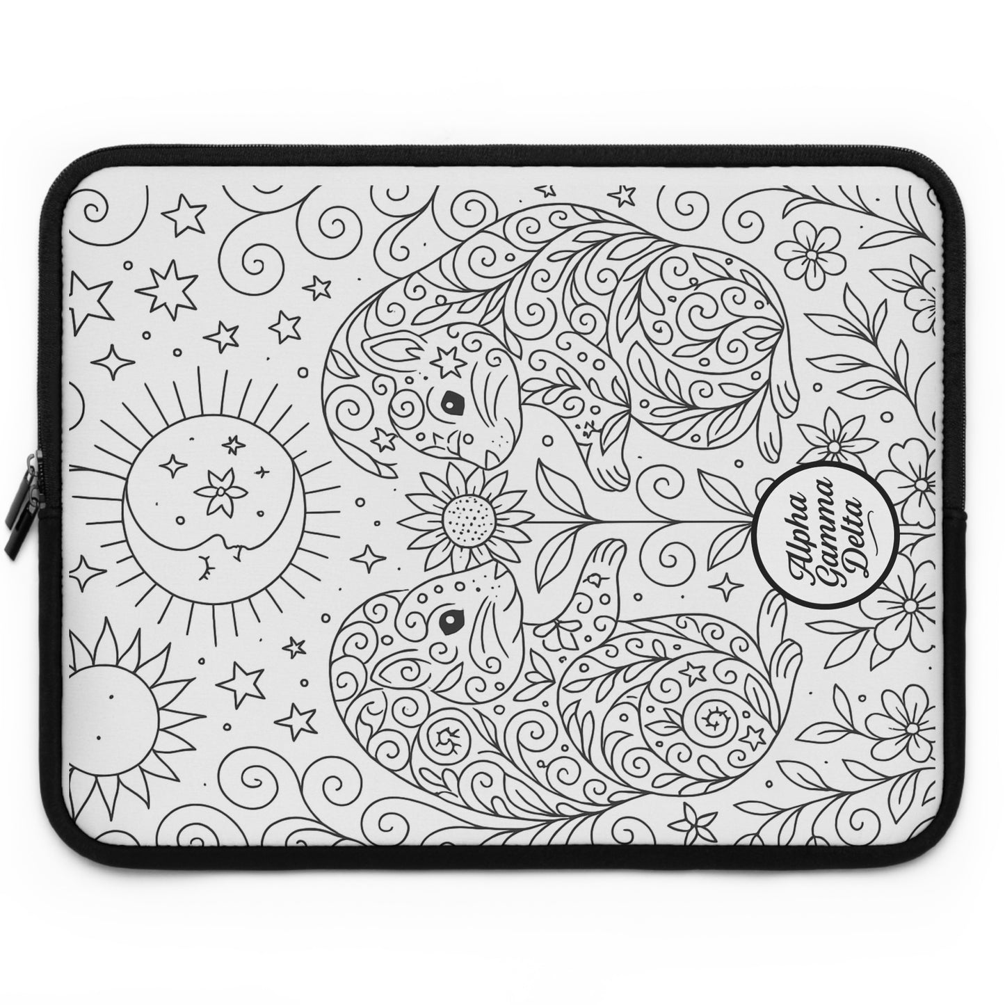 Alpha Gamma Delta Squirrel Laptop Sleeve — Black & White Decorative Protective Case