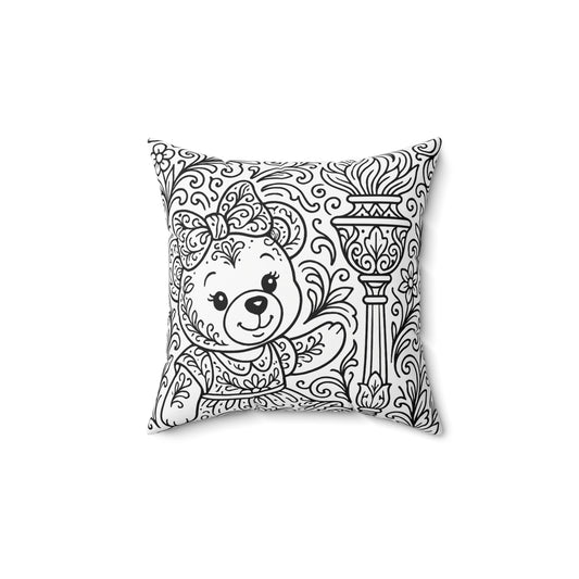Sigma Delta Tau Bear and Torch Pillow — Floral DIY Decorative Square Pillow