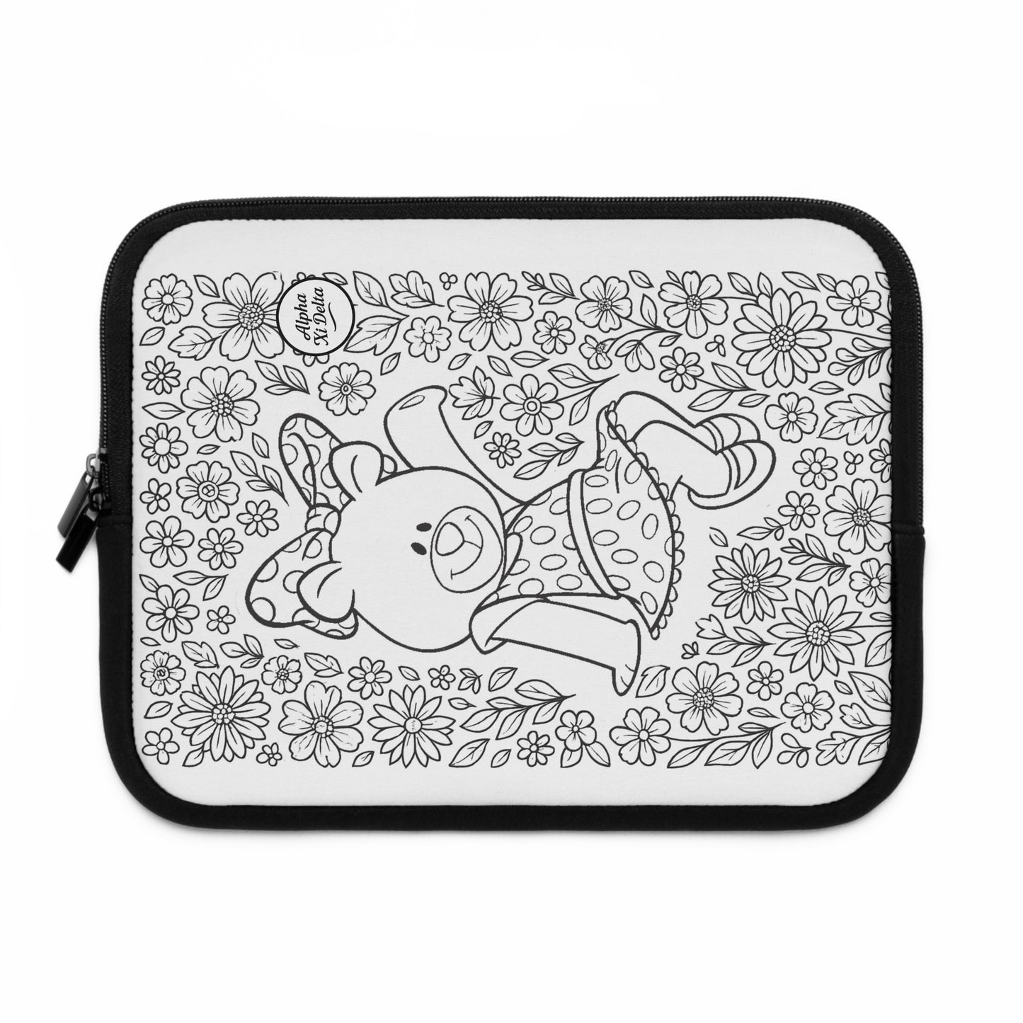 Alpha Xi Delta BetXiBear Laptop Sleeve — Black & White Decorative Protective Case
