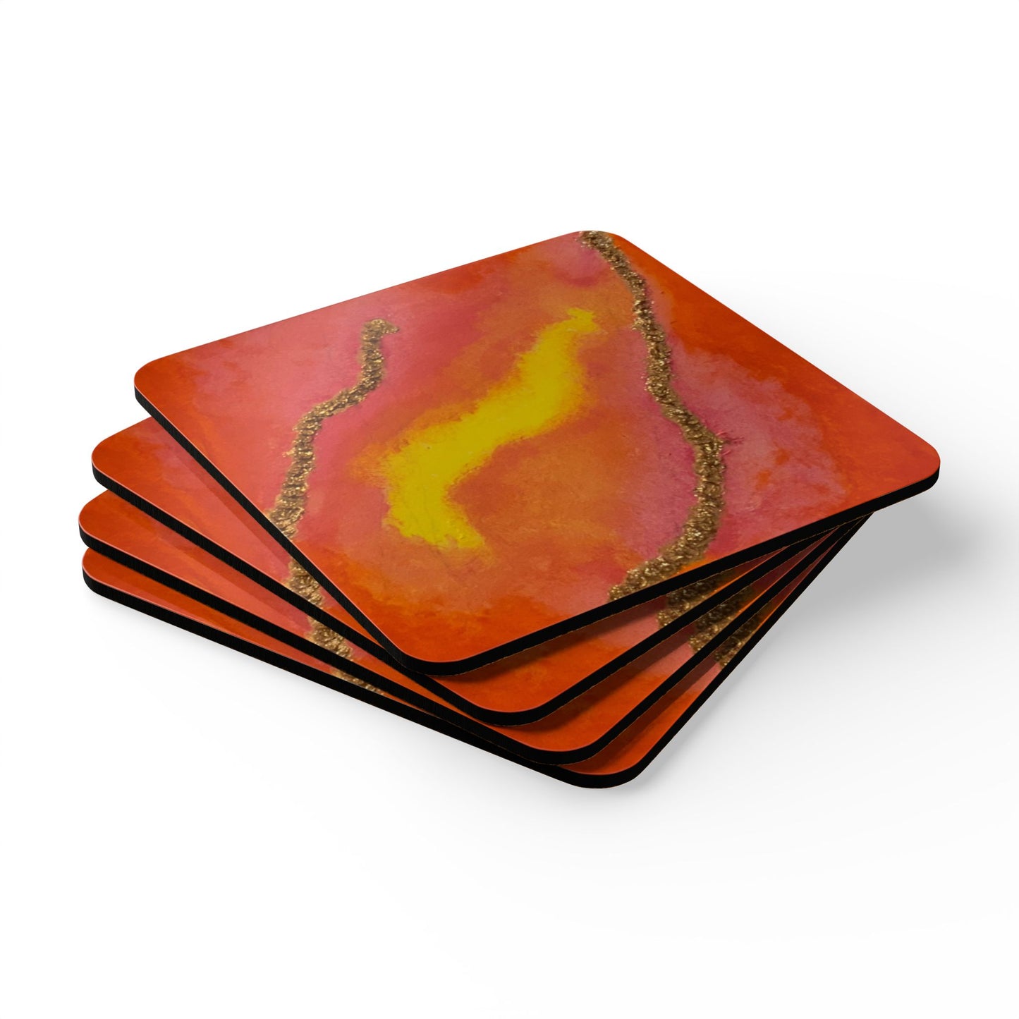 Corkwood Coaster Set titled "My Cancer, My Light" - by Cancer Survivor artist Kati Cheek