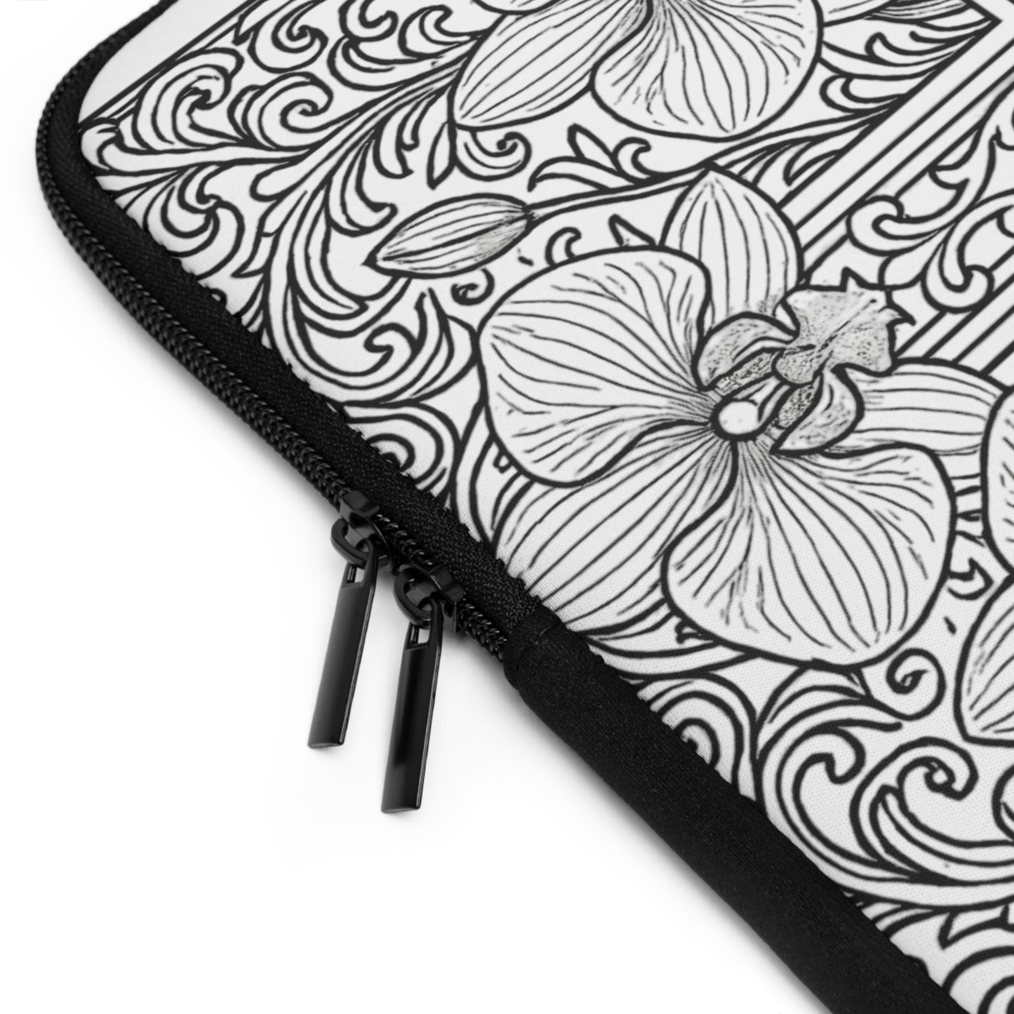 Delta Psi Epsilon Cross and Orchid Laptop Sleeve — Black & White Decorative Protective Case