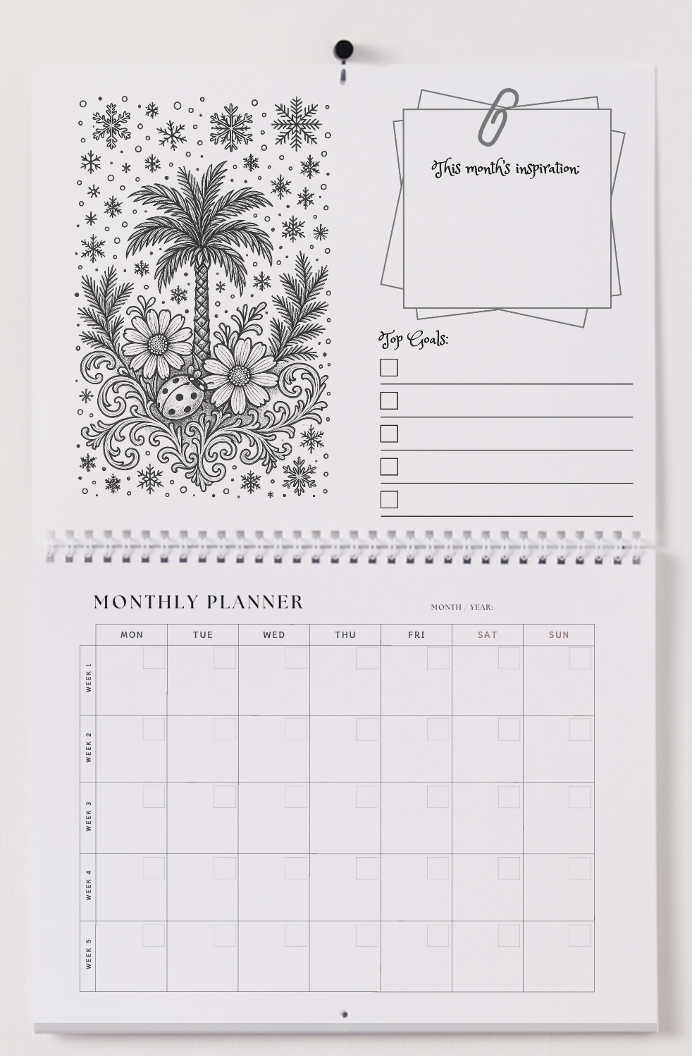Alpha Sigma Alpha Wall Calendar - Crown, Lady Bug and Palm Trees Edition