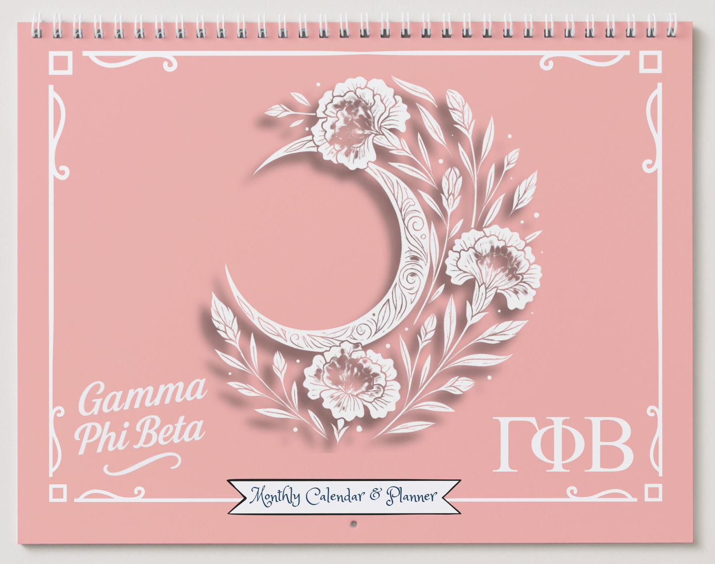 Gamma Phi Beta Wall Calendar - Crescent Moon & Carnations