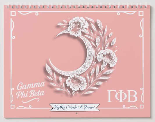 Gamma Phi Beta Wall Calendar - Crescent Moon & Carnations