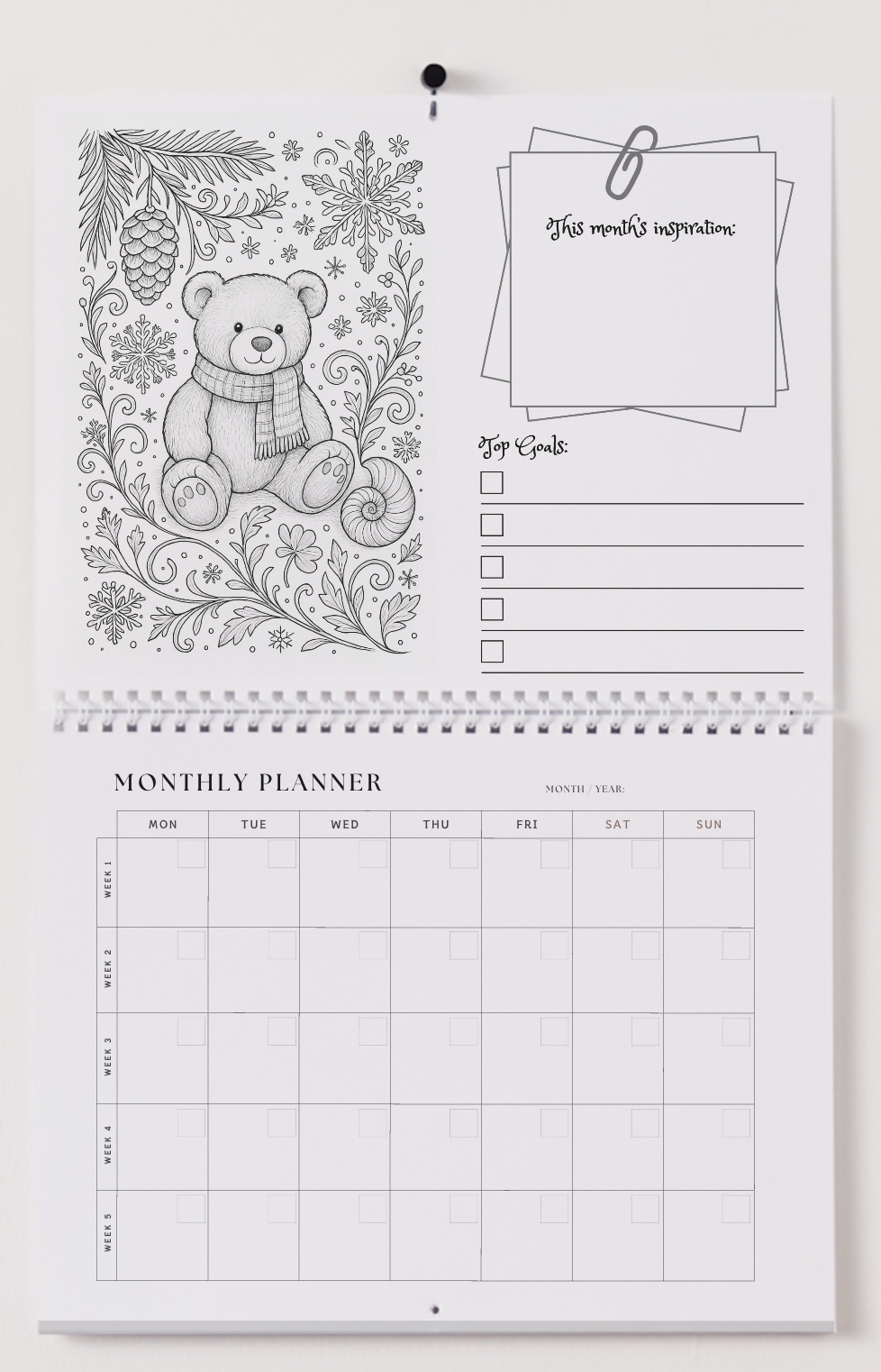Kappa Delta Wall Calendar - Bear, Nautilus Shell and Dagger