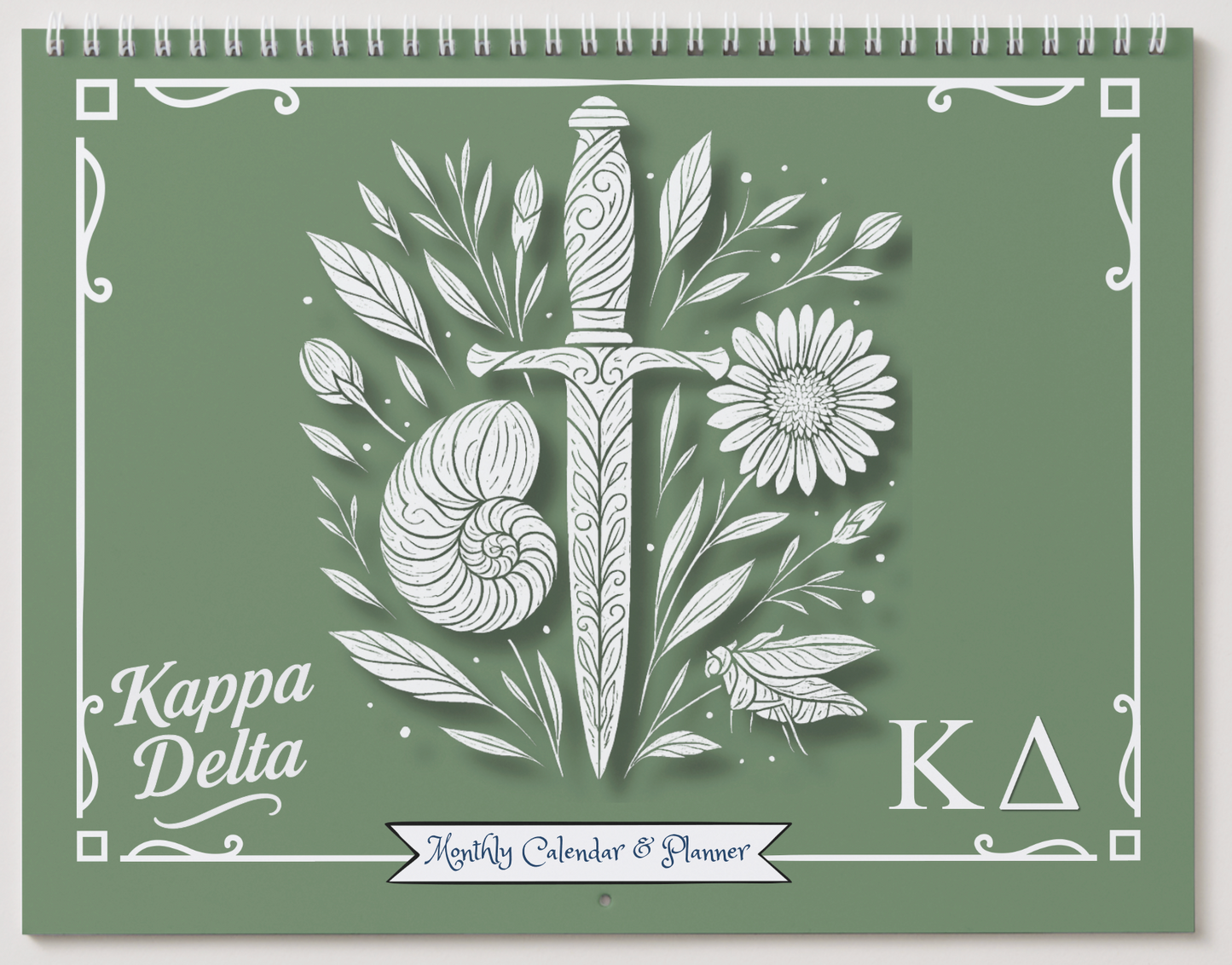 Kappa Delta Wall Calendar - Bear, Nautilus Shell and Dagger