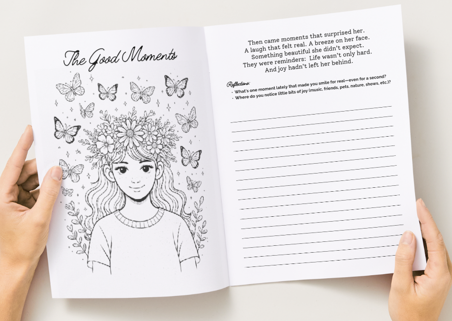 Growing Through It™ — A Coloring + Reflection Journal for Teen Girls Navigating Big Feelings | 6" x 9" pocket size 10 pack