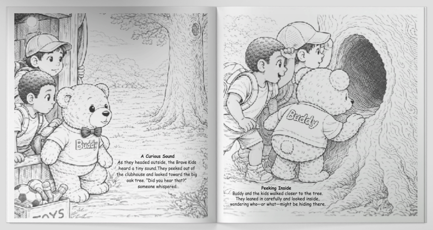Buddy the Brave Bear Bravery - Two Books with 24 Colored Pencils (for kids ages 3 - 8)