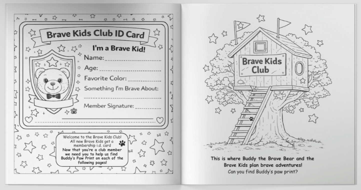 Buddy the Brave Bear Bravery - Two Books with 24 Colored Pencils (for kids ages 3 - 8)