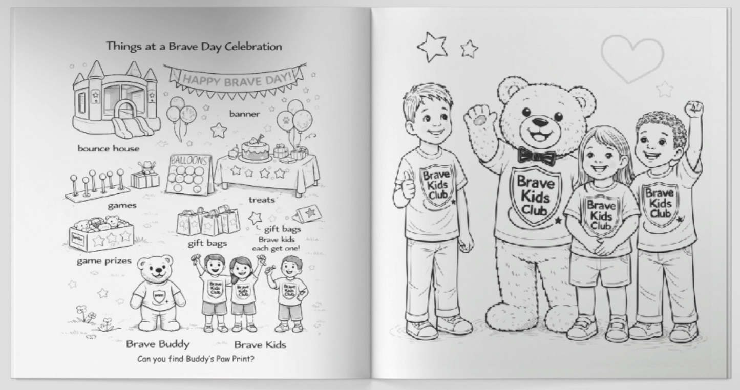 Buddy the Brave Bear Bravery - Two Books with 24 Colored Pencils (for kids ages 3 - 8)
