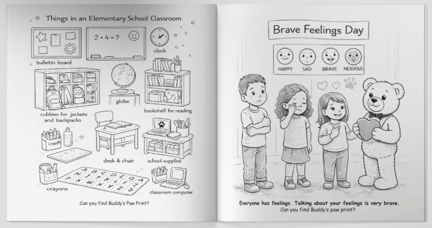 Buddy the Brave Bear Bravery - Two Books with 24 Colored Pencils (for kids ages 3 - 8)