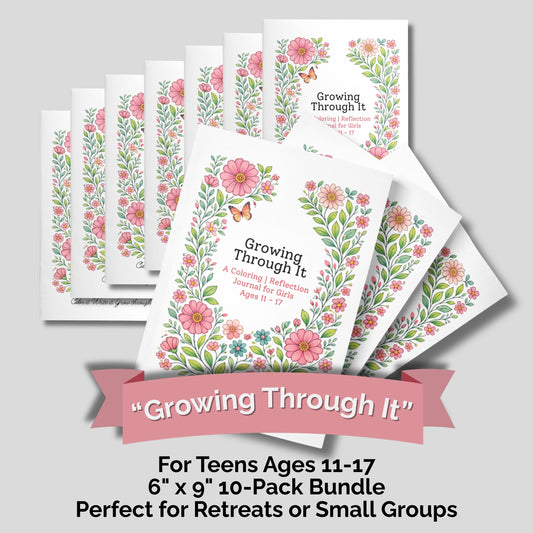 Growing Through It - A Coloring + Reflection Pocket-Sized Journal for Girls Ages 11 - 17 (10-pack bundle)