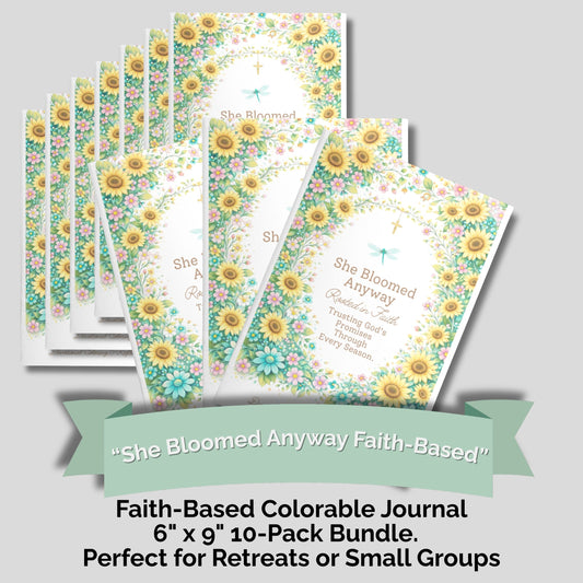 She Bloomed Anyway Rooted in Faith - Pocket Sized Coloring Book & Journal