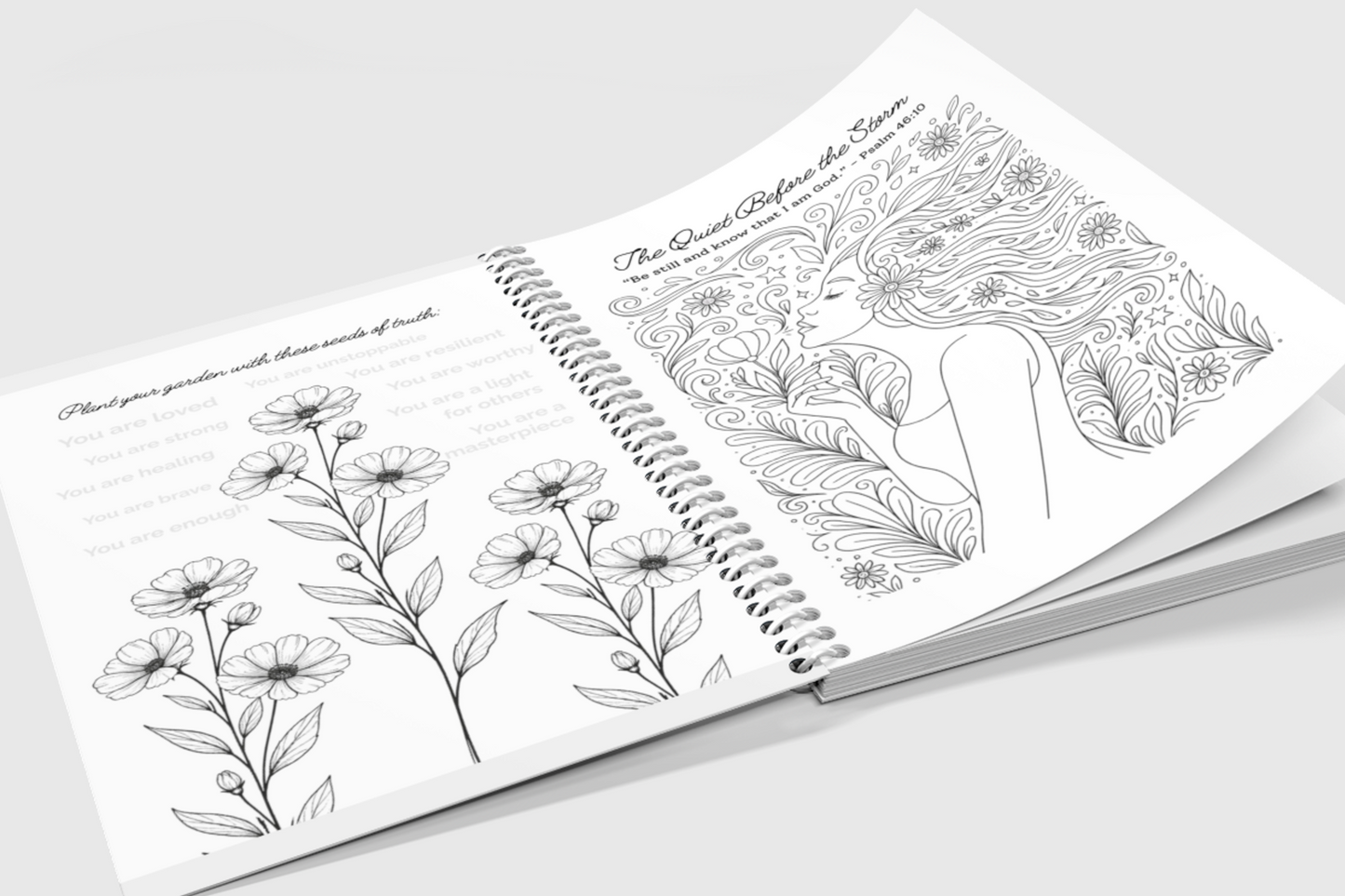 She Bloomed Anyway™ Rooted in Faith — Christian Coloring + Reflection Journal for Women Navigating Illness, Grief & Healing | Wire Bound 8.5" x 11"